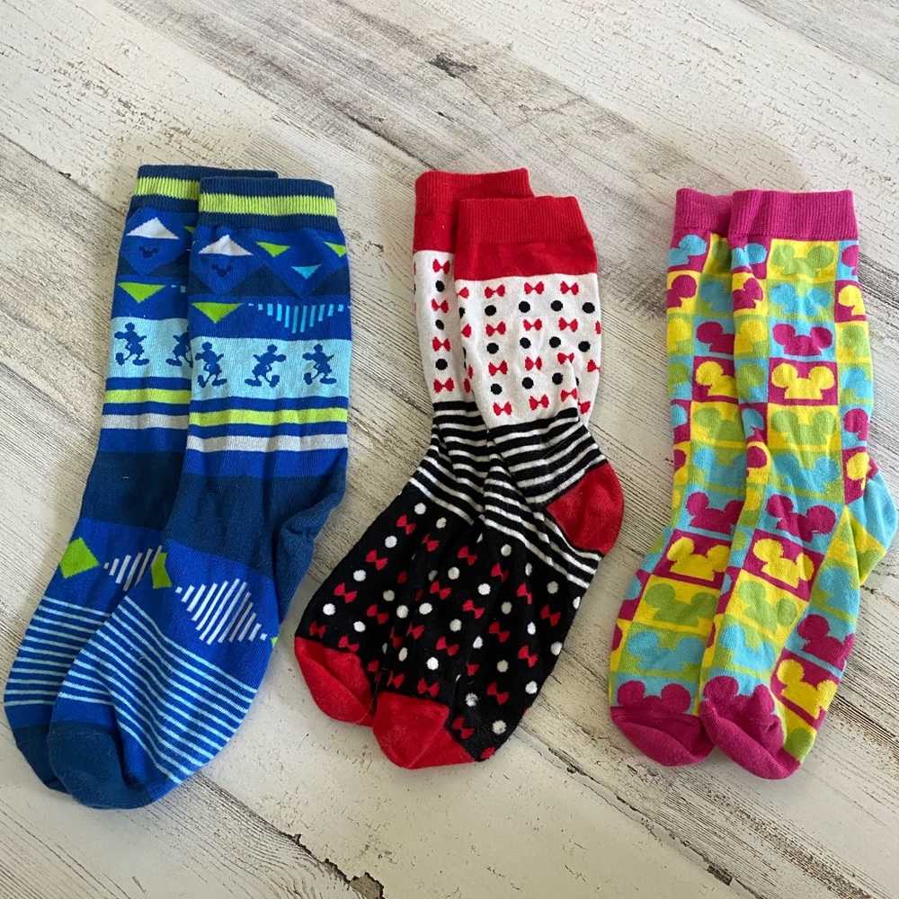 Mickey and Minnie pattern crew socks